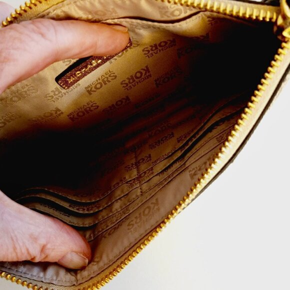 Michael Kors Tan Signature Wristlet Gold Stripe - Picture 6 of 9